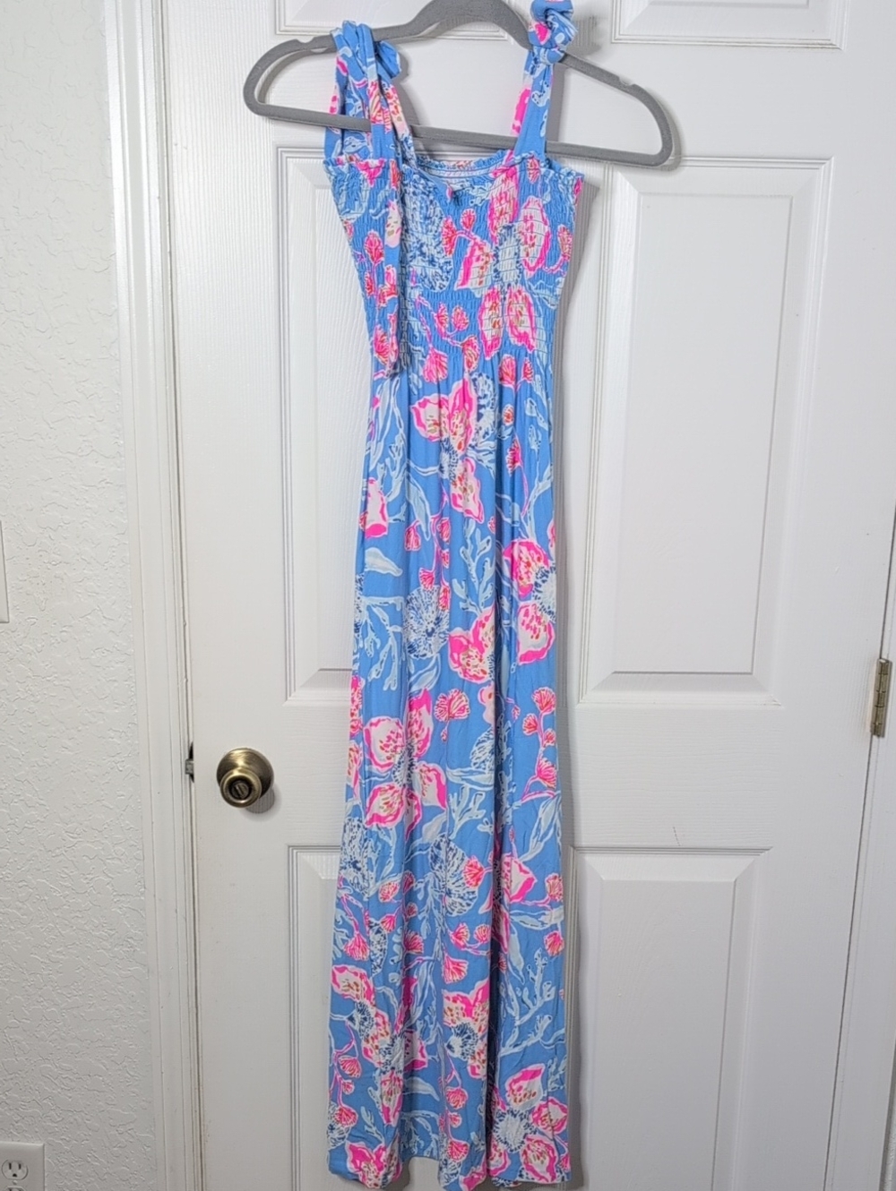 Lilly Pulitzer kailua Blue Floral Tie-Shoulder Maxi Dress - Picture 3 of 6
